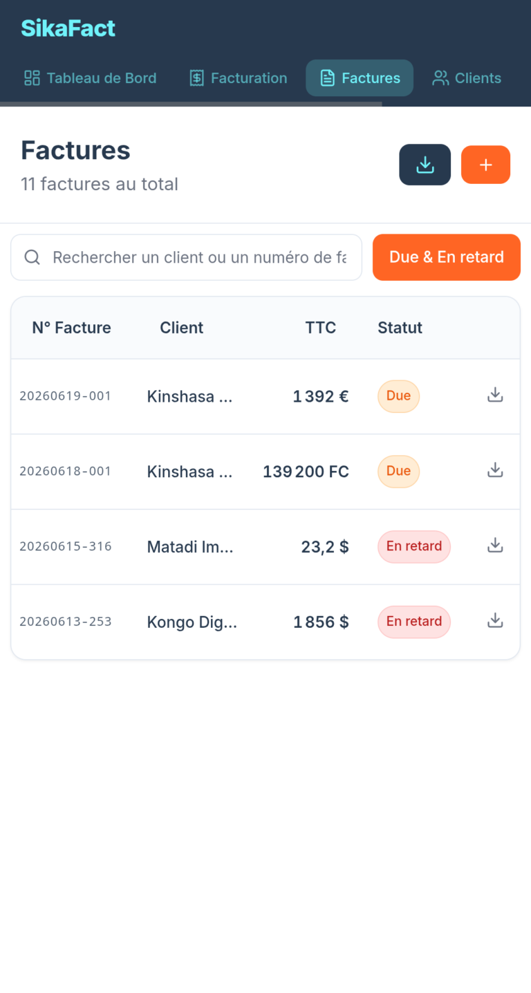 SikaFact - Dettes Clients